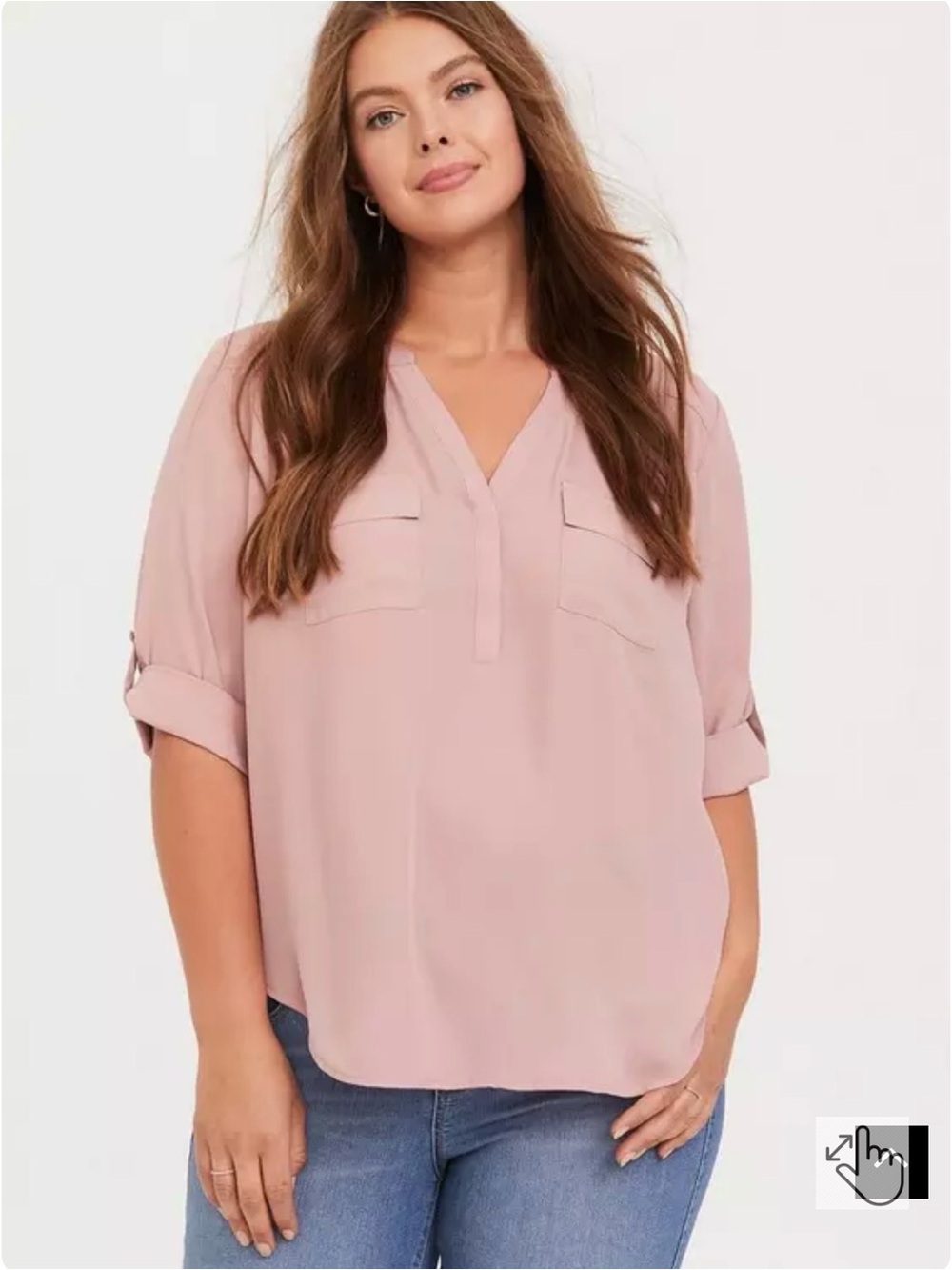 Torrid Blush Pink Chiffon Tunic Blouse Size 3 Plus 3X Long Sleeve